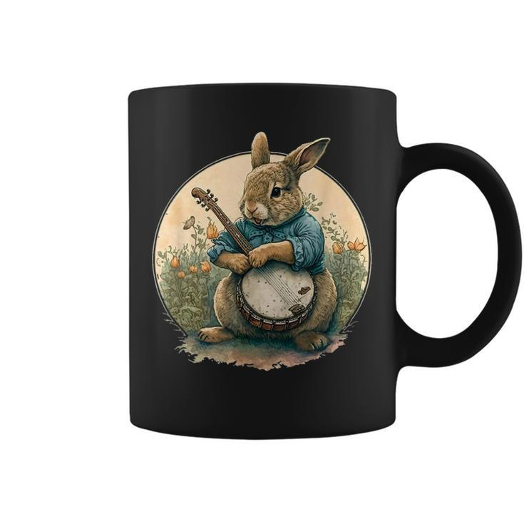 Funny Bunny Playing Banjo Guitar Music Rabbit Happy Easter  Coffee Mug