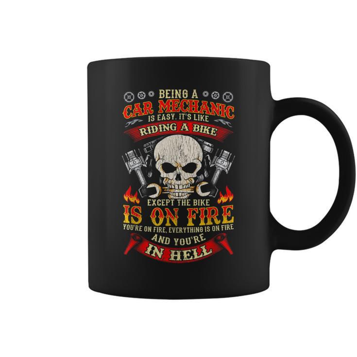 Funny Car Mechanic Biker Skull Gift For Mens Coffee Mug