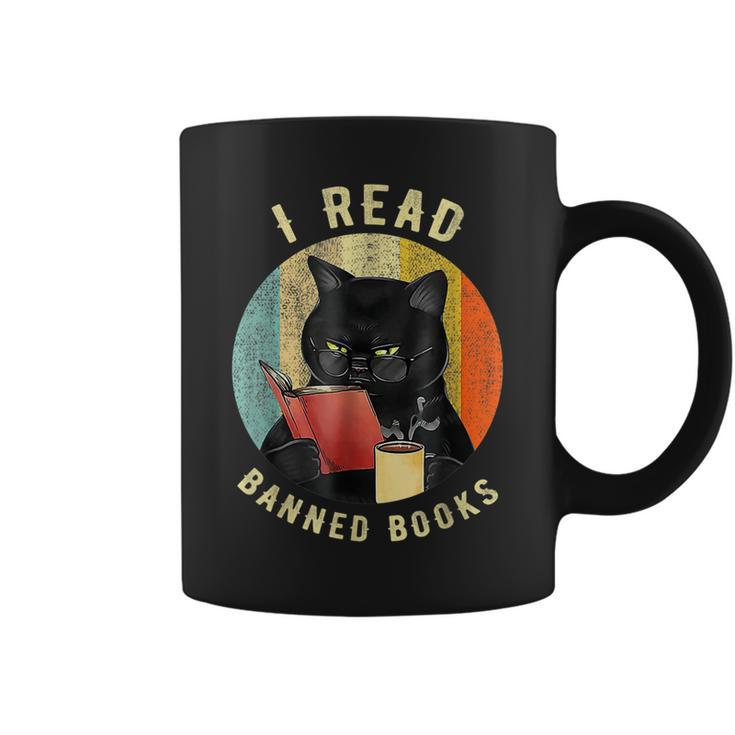 Funny Cat I Read Banned Books Bookworms Loves Reading Books  Coffee Mug