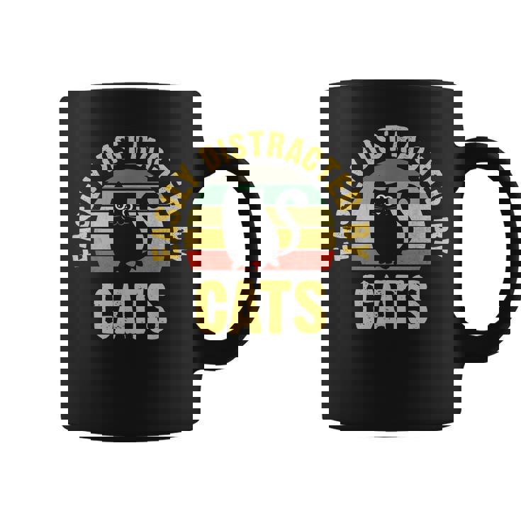 Funny Cat Theme For Cats Lover Easily Distracted By Cats  Coffee Mug