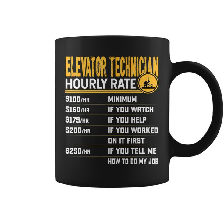 Funny Elevator Technician Hourly Rate Elevator Mechanic Coffee Mug