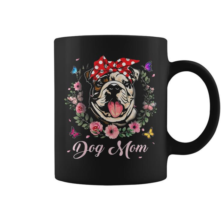 Funny English Bulldog Mom Flowers Graphic Mothers Day Gift Coffee Mug