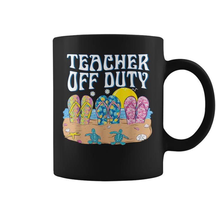 Funny Last Day Of School Teacher Off Duty Flip Flop Beach  Coffee Mug
