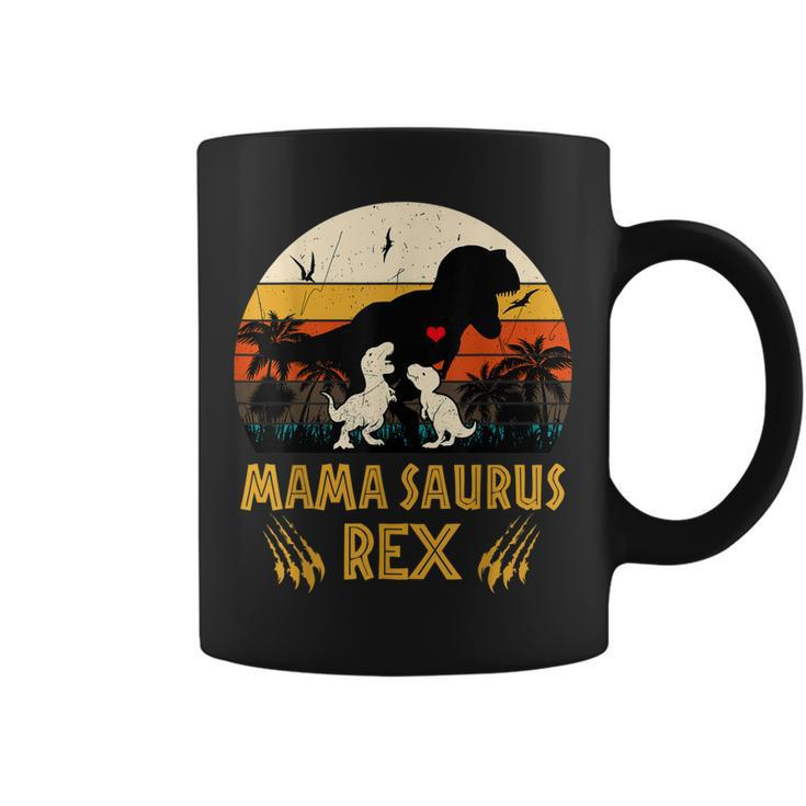 Funny Mamasaurus Rex I Cool Two Kids Mom And Dinasaur Kids  Coffee Mug