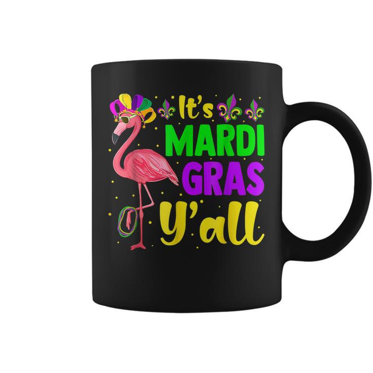 Funny Mardi Gras Flamingo Mardi Gras Yall Beads Mask  V2 Coffee Mug