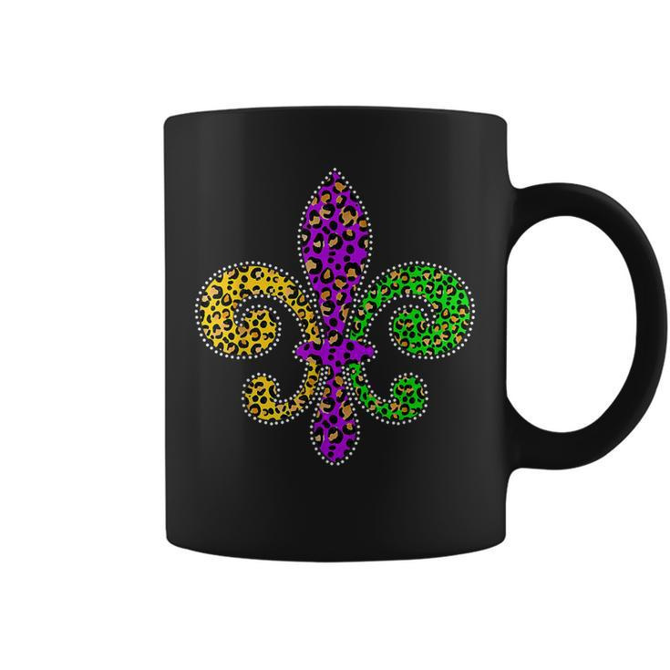 Funny Mardi Gras Leopard Fleur De Lys Symbol Mardi Gras  Coffee Mug