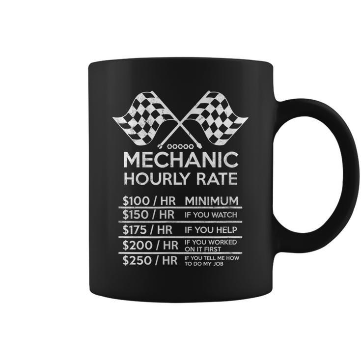 Funny Mechanic Hourly Rate Distressed Design Coffee Mug