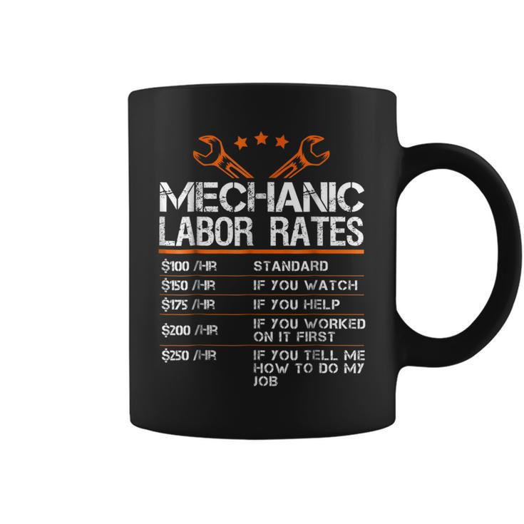 Funny Mechanic Labor Rates  Men Gift Hourly Rate Coffee Mug