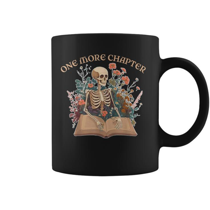 Funny One More Chapter Retro Skeleton Vintage Book Lover  Coffee Mug