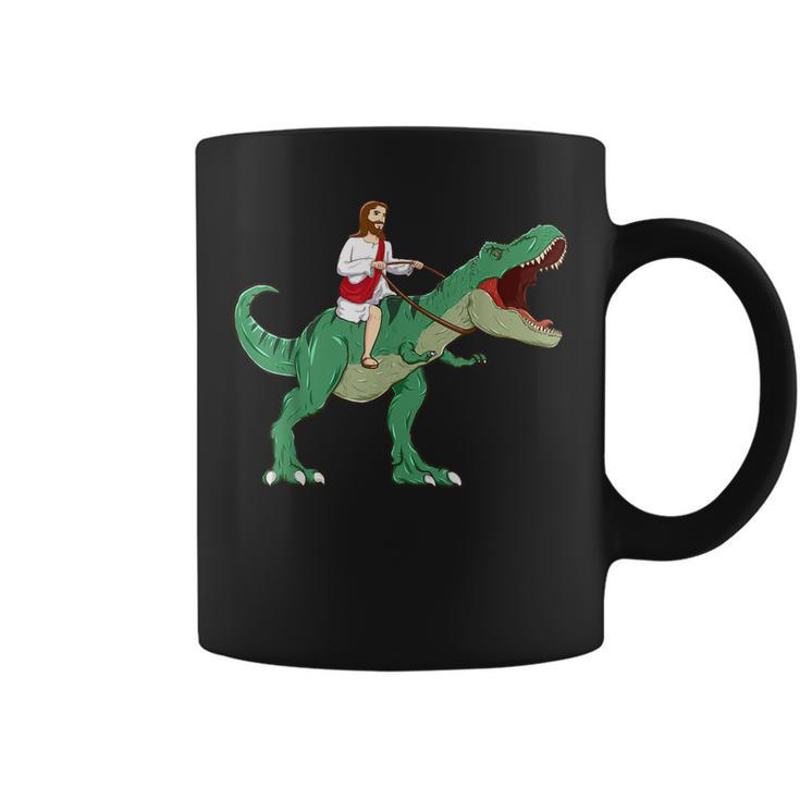 Funny Parody Jesus Riding Dinosaur Meme Dino Lover Believer  Coffee Mug