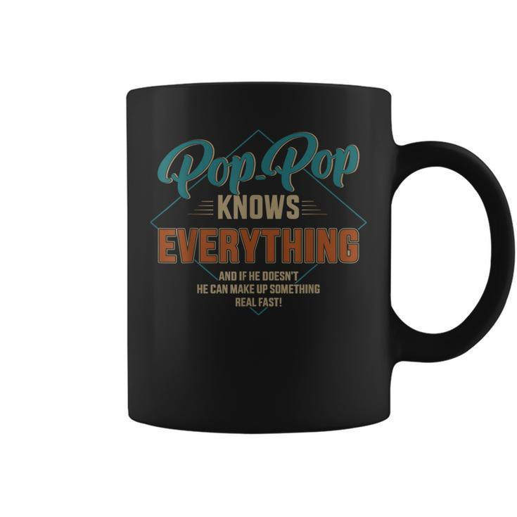 Funny Pop Pop Knows Everything For Grandpa And Fathers Day Gift For Mens Coffee Mug