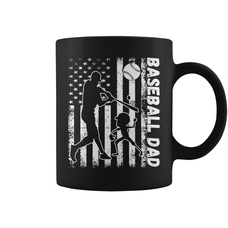 Funny Proud Baseball Dad American Flag Sports Fathers Day   Coffee Mug
