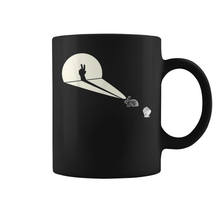 Funny Rabbit Silhouette Hand Shadow Puppetry - Funny Puppet  Coffee Mug