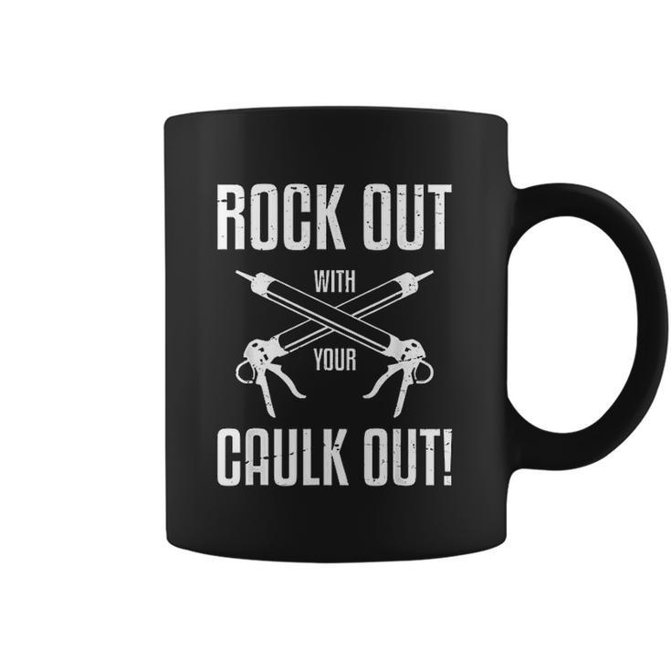 Funny Rock Out With Your Caulk Out Construction Worker V2 Coffee Mug