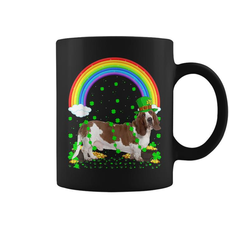 Funny Shamrock Vintage Rainbow Basset Hound St Patricks Day  Coffee Mug - Thegiftio