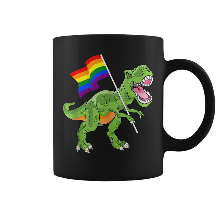 Funny T Rex Rainbow Flag Gay Lesbian Lgbt Pride Women Men  Coffee Mug