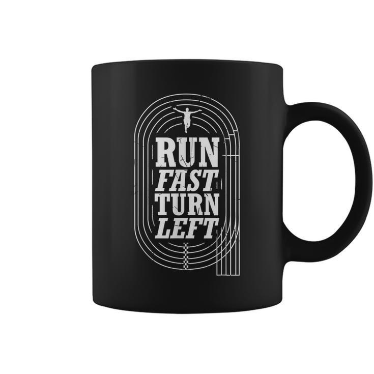 Funny Track And Field Design Run Fast Turn Left  Coffee Mug