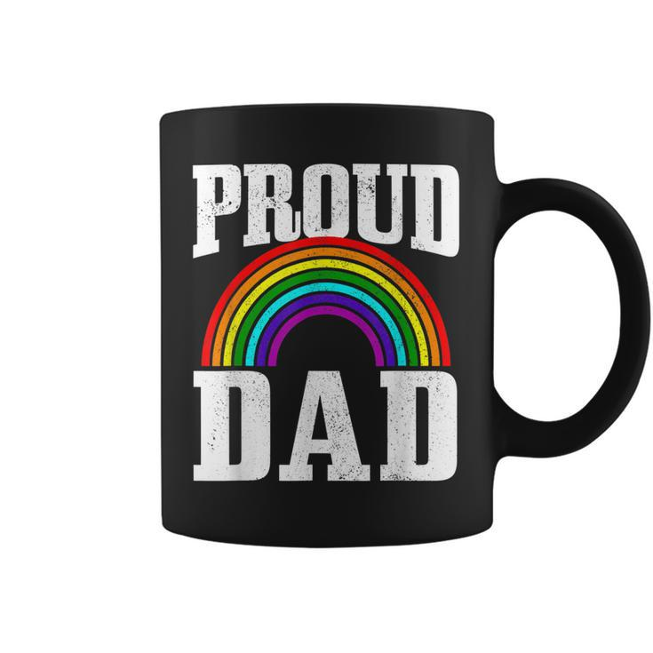 Gay Pride Proud Dad Parent Lgbtq Rainbow Flag Gay Son Coffee Mug