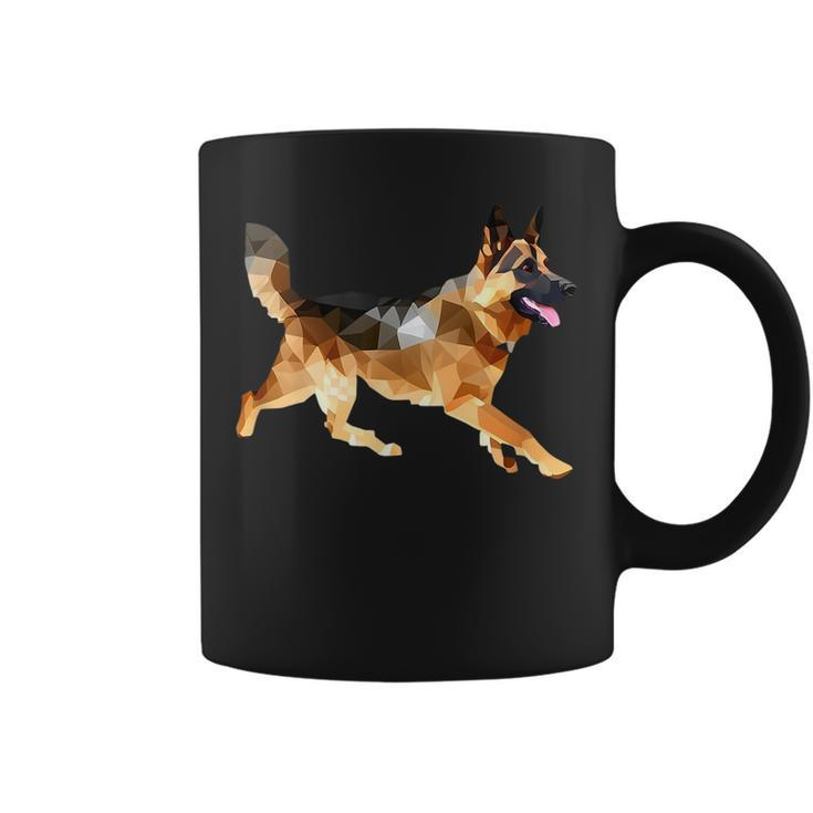 German Shepherd Running Polygon Poly Dog Dad Mom Lover Coffee Mug