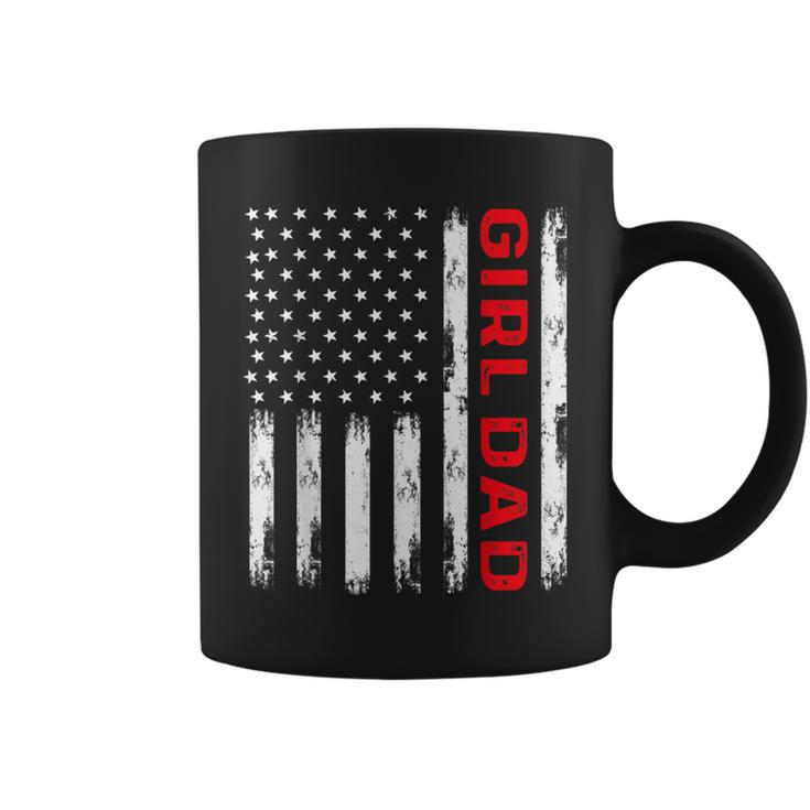 Girl Dad America Flag Vintage Fathers Day Daughter Dad  Coffee Mug
