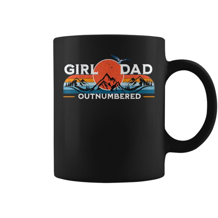 Girl Dad Outnumbered Sunset Graphic Funny Fathers Day Gift For Mens Coffee Mug