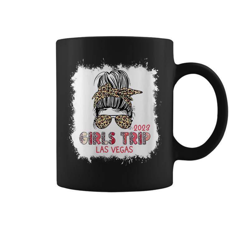 Girls Trip 2023 Messy Bun Leopard Bleached Las Vegas  Gift For Womens Coffee Mug