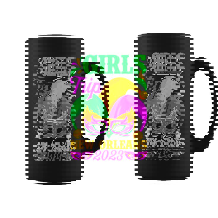 Girls Trip New Orleans 2023 Funny Jester Mask Mardi Gras Coffee Mug