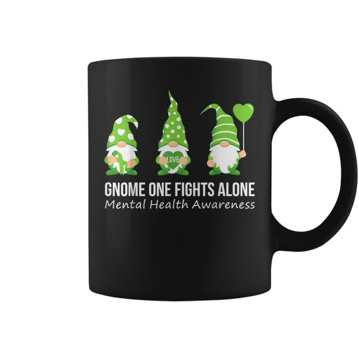 Gnome One Fights Alone Mental Health Awareness Green Ribbon  Coffee Mug