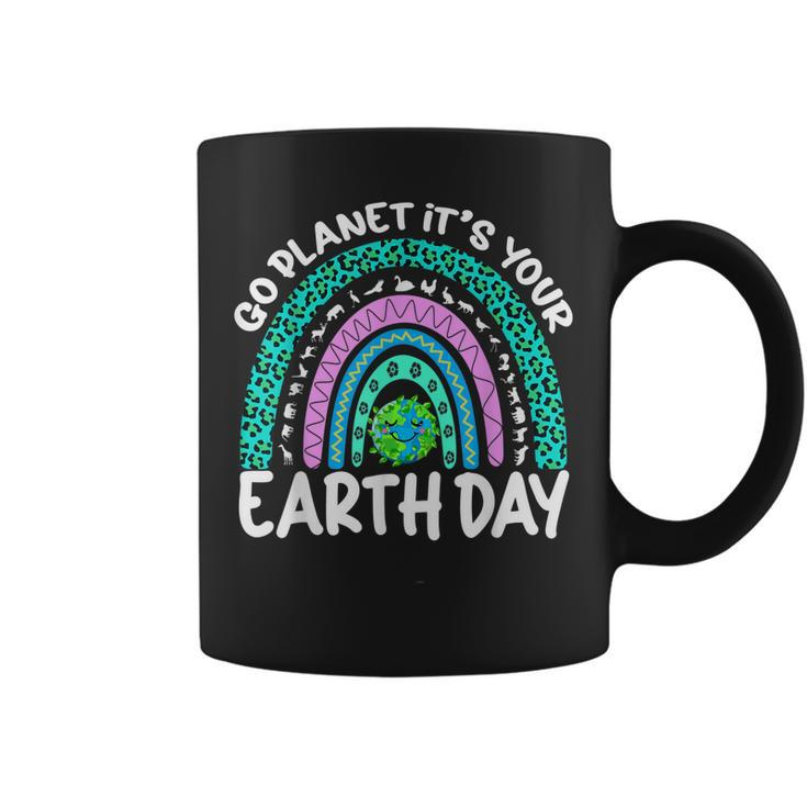 Go Planet Its Your Earth Day Funny Rainbow Earth Day 2023  Coffee Mug