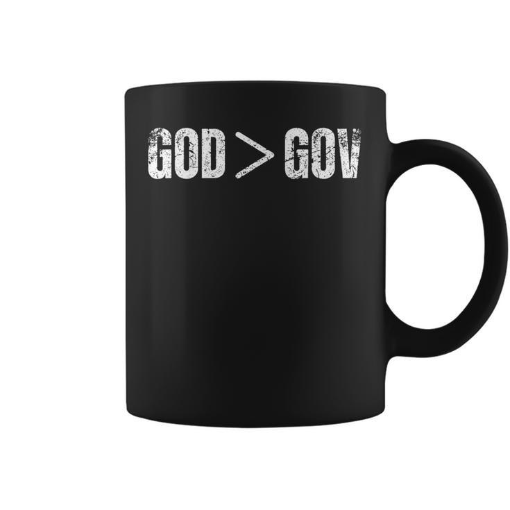 God Is Greater Than Gov Vintage Distressed Anti Government  Coffee Mug