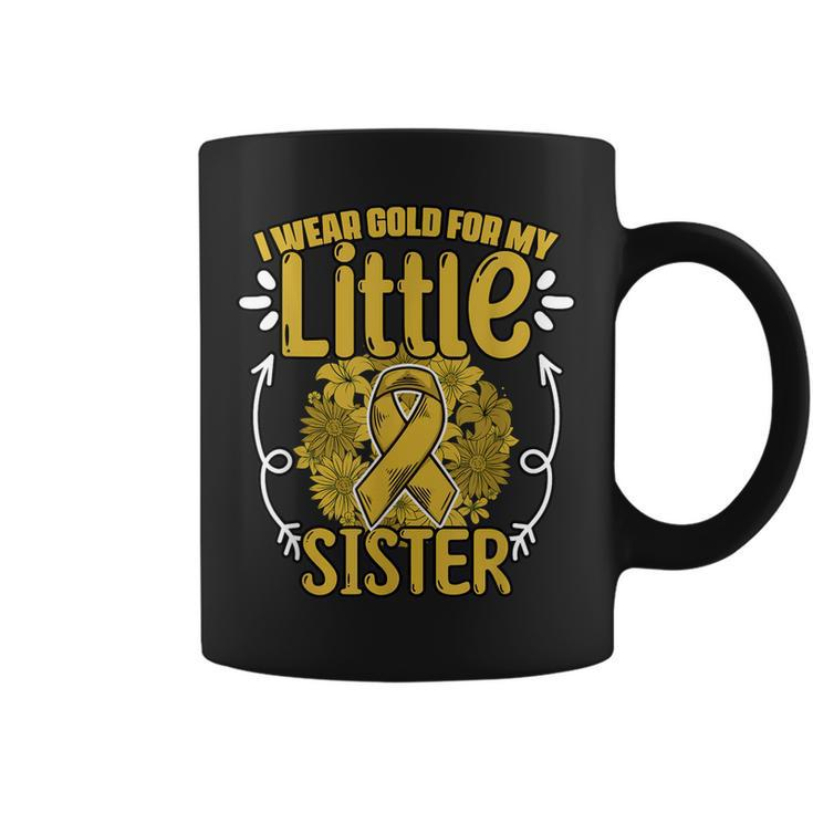 Gold For Little Sister Gold Ribbon Childhood Cancer Coffee Mug