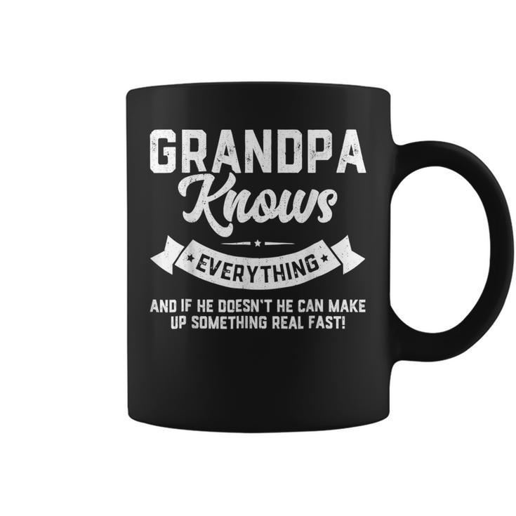 Grandpa Knows Everything  60Th Gift Funny Fathers Day  Coffee Mug