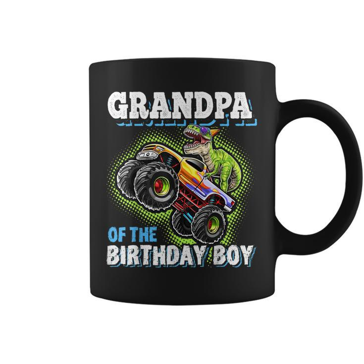 Grandpa Of The Birthday Boy Dinosaur Monster Truck Birthday Coffee Mug