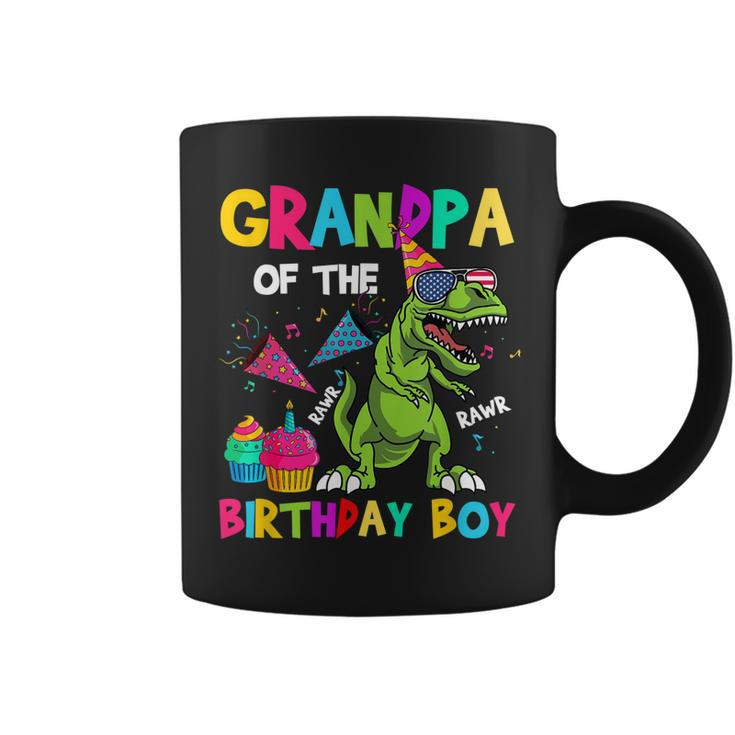 Grandpa Of The Birthday Boy Trex Dinosaur Birthday Coffee Mug