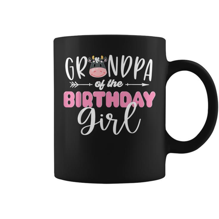 Grandpa Of The Birthday Girl Cow Themed Cow Print Papa Gift For Mens Coffee Mug