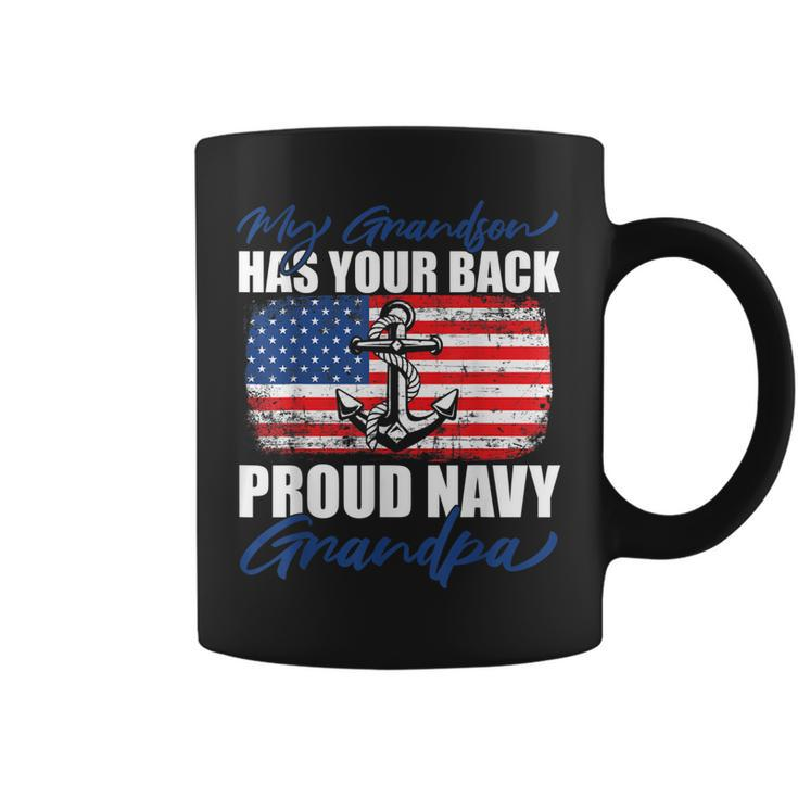 Grandson Proud Navy Grandpa Anchor   Coffee Mug