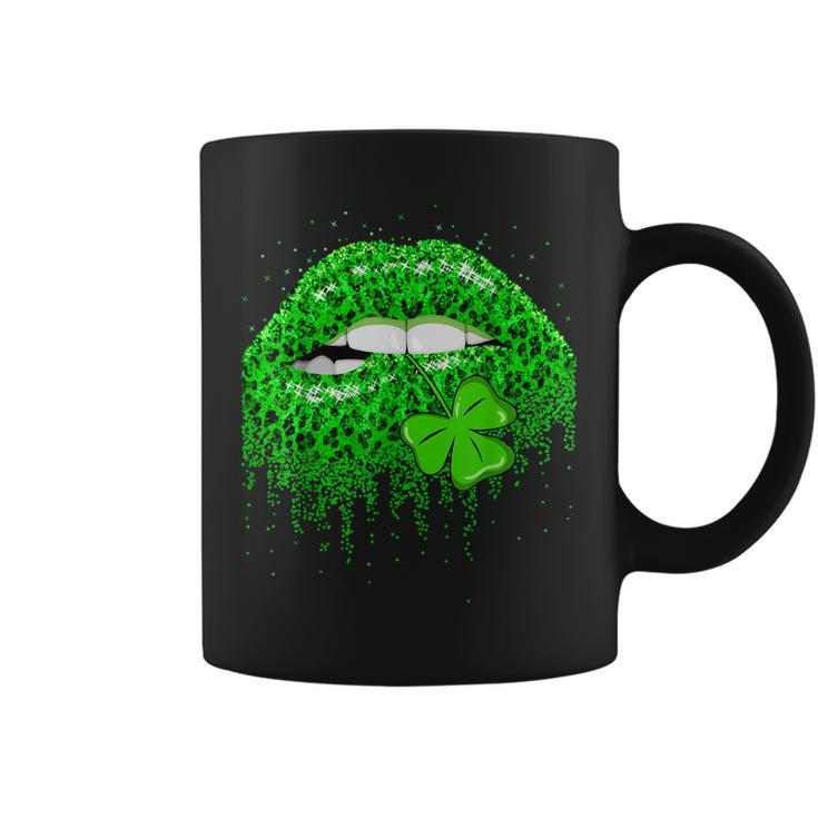 Green Lips Sexy Irish Leopard Shamrock St Patricks Day  Coffee Mug