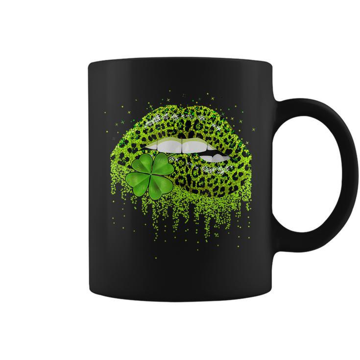 Green Lips Sexy Irish Leopard Shamrock St Patricks Day  V5 Coffee Mug