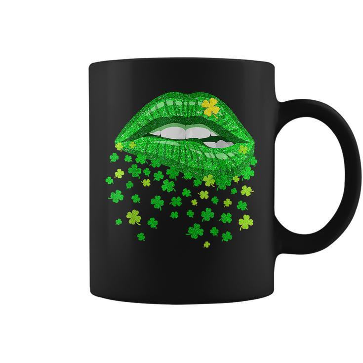 Green Lips Sexy Irish Shamrock St Patricks Day Women Girls  Coffee Mug