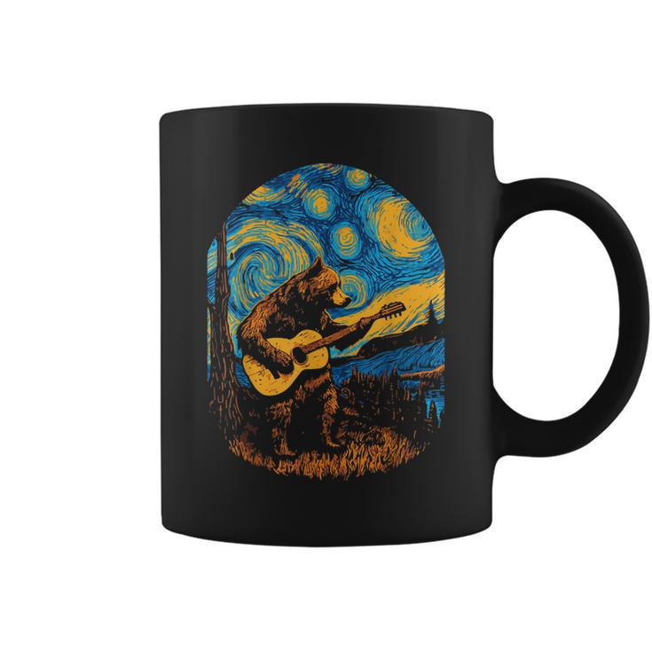 Grizzly Bear Blues Guitar-Player Starry-Night Music  Coffee Mug