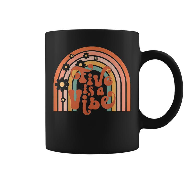 Groovy Five Is A Vibes 5Th Birthday Hippie 70S Boho Rainbow  Coffee Mug