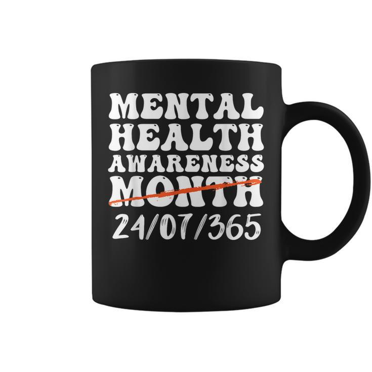 Groovy In May We Wear Green Mental Health Awareness Design  Coffee Mug