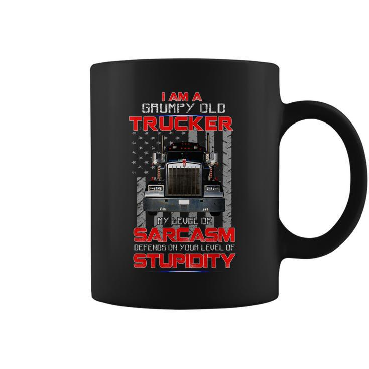 Grumpy Old Trucker Funny Back Design T  Coffee Mug