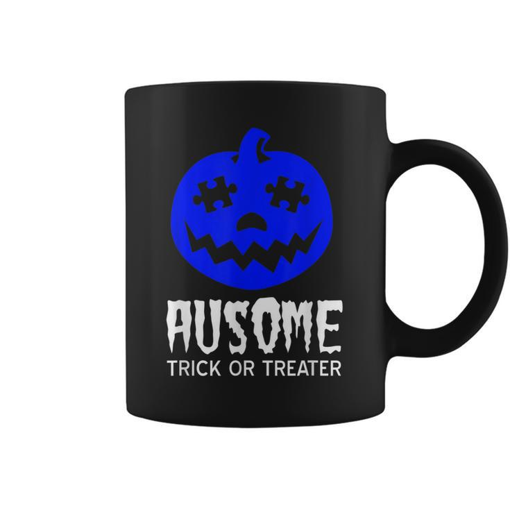 Halloween Autism Awareness Trick Or Treat Blue Pumpkin Coffee Mug