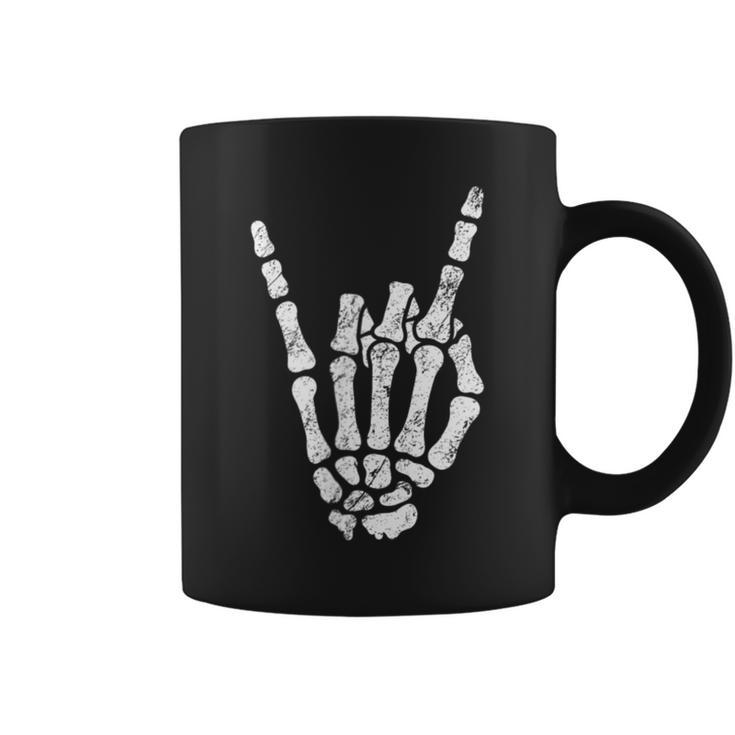 Halloween Rock Hand Sign Skeleton Rock N Roll Symbol Rock On  Coffee Mug