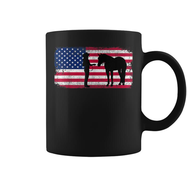 Halter Horse Western Horse Showmanship American Flag  Coffee Mug