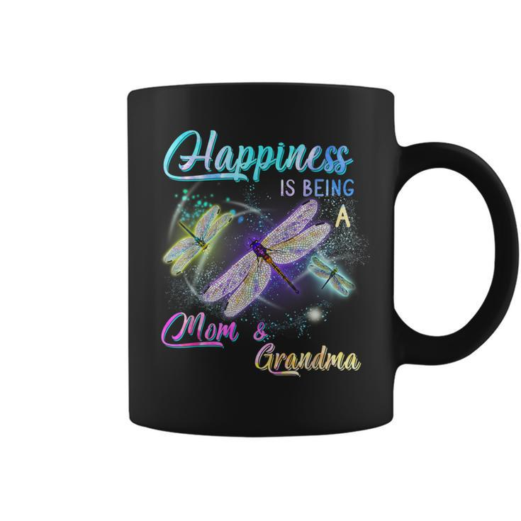 Happiness Is Being A Mom And Grandma Dragonfly Gift  Coffee Mug