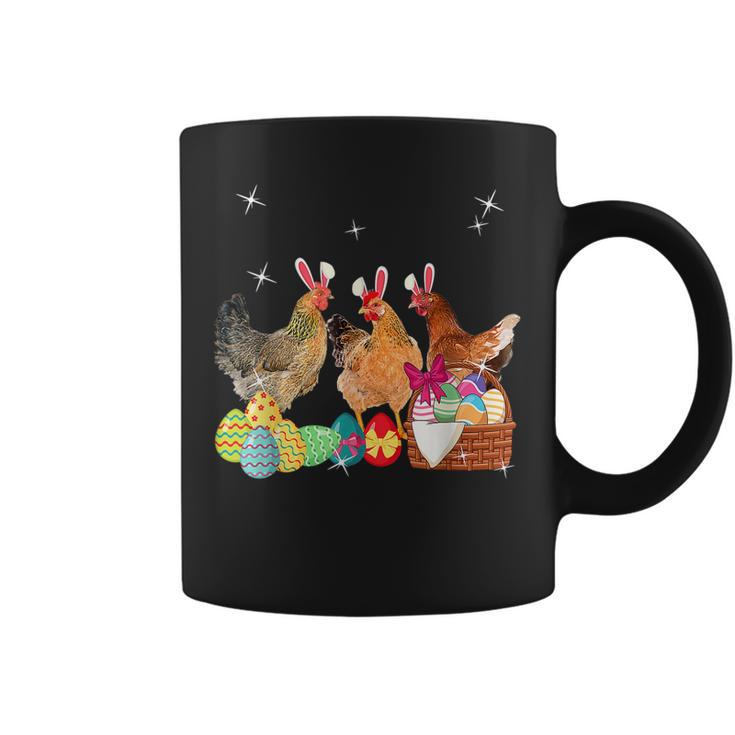 Happy Easter Three Chicken Wearing Bunny Ear Chicken Lover  Coffee Mug