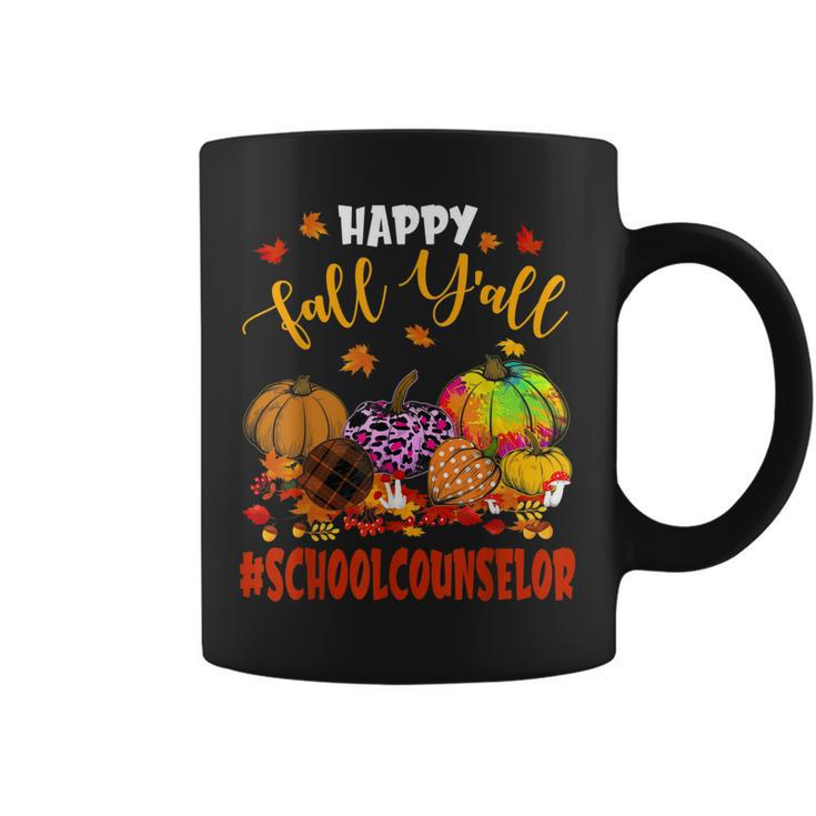 Happy Fall Yall School Counselor Pumpkin Plaid Leopard Coffee Mug
