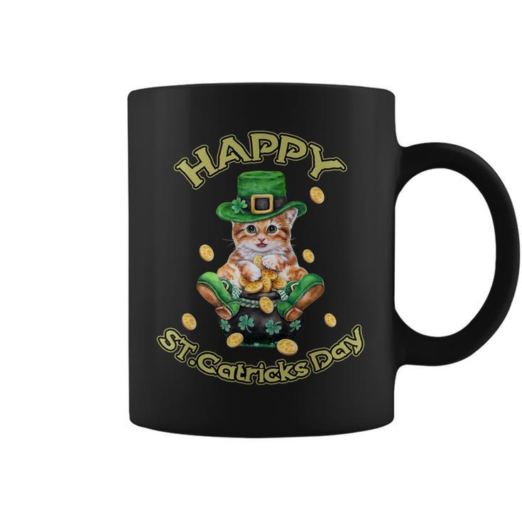 Happy St Catricks Patricks Day  Cat Lover Shamrock  Coffee Mug